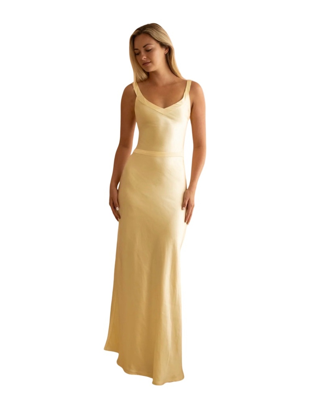 NWT Cry Baby Andie Maxi Formal Dress Gown Yellow Satin Elegant Chic Size Small